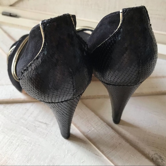 ALEJANDRO INGELMO Rita Heels In Black Suede with Gold accents (size 7.5) - Picture 5 of 10